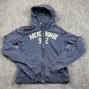 AMERICAN EAGLE Women’s Blue Hooded Zip Up Logo Sweatshirt Stretch size: X-Large